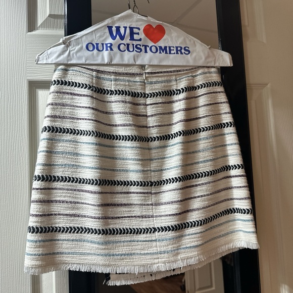 Cream and multicolored striped skirt with wrap styled slant on bias - Picture 3 of 3